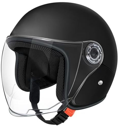 Neptuiby Casco da Scooter da Uomo, Casco Aperto con Visiera Caschi da protettivi Multistrato per Uomo e Donna, Lente antiappannamento, Nero.