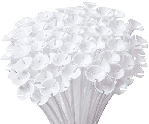 Balloon Sticks,IBanana 200 Pcs Plastic Reusable Thicken Milk-White Balloon Sticks Holders with Cups Suit for Wedding, Birthday, Holidays, Anniversary, Party Decor