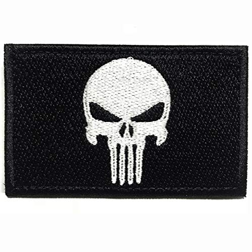 Colisal parches pegatina bandera punisher cuadrado parches mochila parche Ropa parches mochila tactica parches militar parches militares, pegatinas, insignias (Negro)