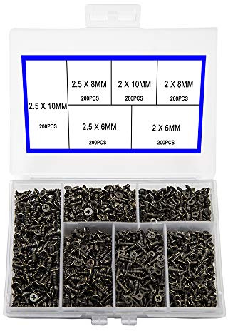 newlng 1200pcs Small Screws 2& 2.5 * 6/8/10mm Phillips Flat Head Cross Self Tapping Tiny Screw Cabinet Electronic Accessories Screw Multifunctional DIY Micro Woodworking Screws Set Bronze