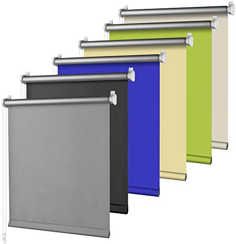 S SIENOC Thermorollo Klemmfix Rollo Grau L210 x W90cm Stoffbreite 86cm Verdunkelungsrollo Silberbeschichtung Seitenzug für Fenster & Türen