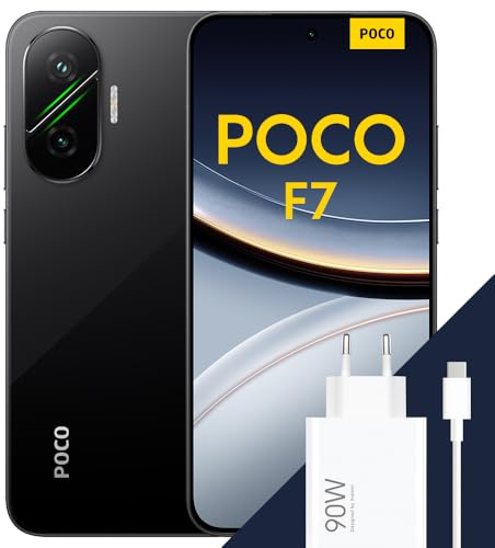 POCO F7 Smartphone, 12+256GB, Nero, Snapdragon® 8s Gen 4 Flagship, Batteria 6500mAh, Fotocamera Sony da 50MP con OIS, Display AMOLED 6.83 1.5K 120Hz (Adattatore incluso a seconda della confezione)