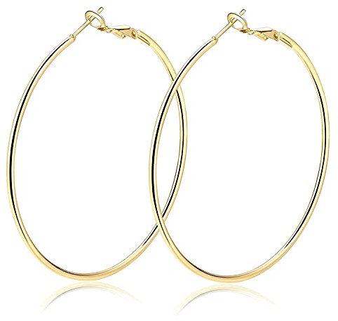 AURSTORE Ohrringe, Creolen, für Damen, aus Edelstahl, groß, modisch, Schmuck, Geschenke für Frauen, 50mm, Gold, Edelstahl
