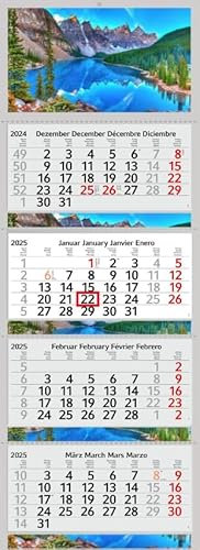 XXL 4 Monatskalender 2026 Berge See Kanada mit 3/4 Monate Foto Kalender Gebirge Alpen Motiv Wandkalender ohne Werbung Fotokalender Bürokalender Motivkalender Mehrblockkalender (4 Monatskalender)