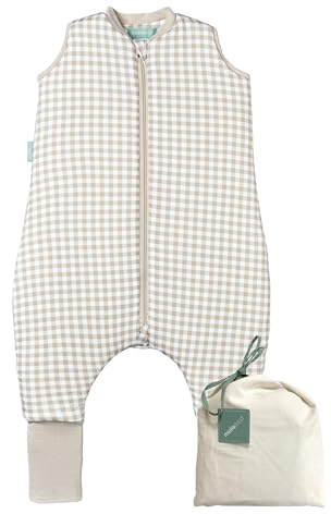 molis&co - Pijama Manta con Calcetines Antideslizantes 2.5 TOG - 80 cm (2 años) - Ideal para Invierno - 100% algodón (Oeko-Tex 100) - Vichy Beige