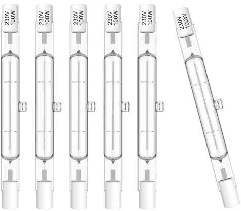 VIIVUU R7S halogen leuchtmittel, 6er Pack 78mm 100W 230V Dimmbar r7s halogenstab 78mm Halogenstablampe für baustrahler, Arbeit Landschaftsbeleuchtung, Wohnzimmerleuchten