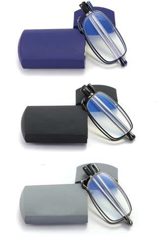sevenplus 3 Pack Reading Glasses Blue Light Blocking, Anti UV Glare, Foldable Computer Spring Hinge Readers for Women Man 2.0X