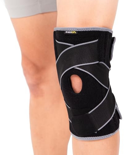 BraceUP Kniebandage mit Seitenstabilisatoren und Patella-Gel-Pads - Ultimativer Knie-Support bei Knieschmerzen, Arthritis und Patellastabilisierung (L/XL)