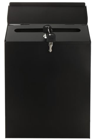 MUXHEL 22 x 6,5 x 29 cm Buzón antracita con compartimento para periódicos, buzón con placa para nombre, buzón postal, ventana, buzón de pared con placa para nombre, con 2 llaves, color negro