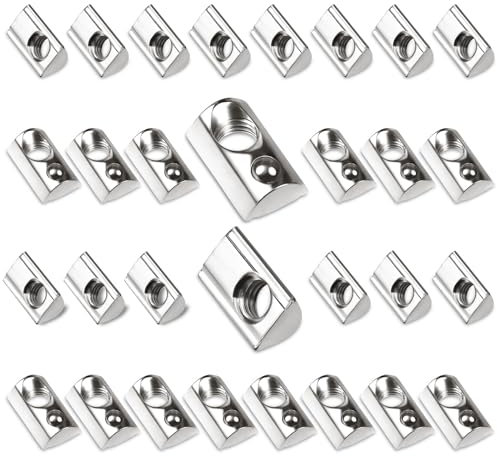 30 Stk Nutensteine M6 mit Kugel Nut 8 T Nutsteine Schrauben Set 30-Serie mit Zentrierung Steg M6 Aluprofil 30x30 Kohlenstoffstahl Gleitmutter mit Federkugel für Alu C Profil 3D Drucker CNC Europanorm