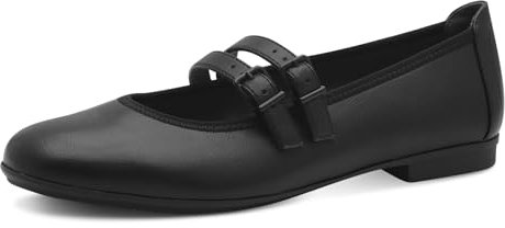 Jana Damen Ballerinas mit Riemen Vegan, Schwarz (Black), 38 EU
