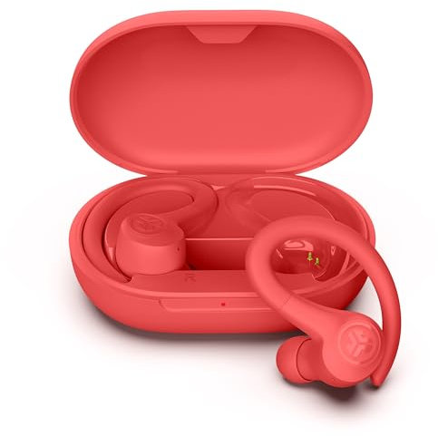 JLab Go Air Sport+ Kopfhörer Bluetooth, Sportkopfhörer 35+ Std., True Wireless In Ear Kopfhörer kabellos für Läufer, Joggen, IP55-schweißresistent, USB-C Ladecase, Be Aware-Modus, Korallenrot