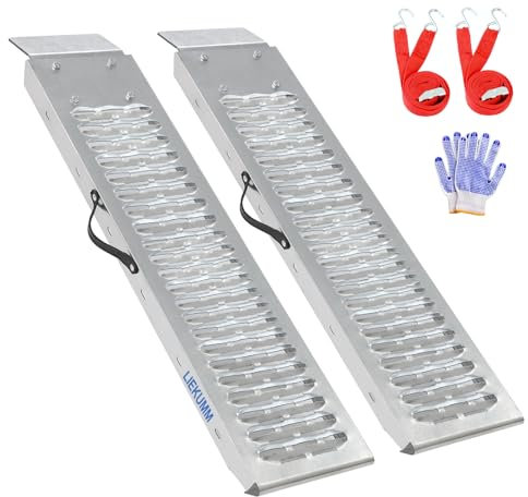 LIEKUMM 2 rampe di accesso in acciaio per rimorchi, auto, garage, moto elettriche, ATV, officina, magazzino, rampa di carico, moto, 2 pezzi