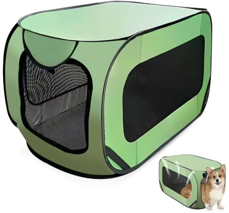 GOEDCH 92 x 52 x 52 cm. Gabbia pieghevole per cani: trasportino portatile per cani con struttura in acciaio, tessuto Oxford impermeabile con cerniera, trasportino per cani