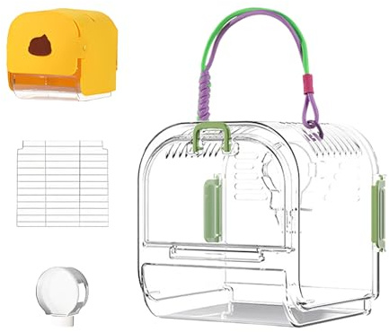 Jaula para pájaros | Hábitat con bandeja extraíble fácil de limpiar para periquitos - Suministros portátiles para pájaros, accesorio para cacatúas, periquitos y tortolitos