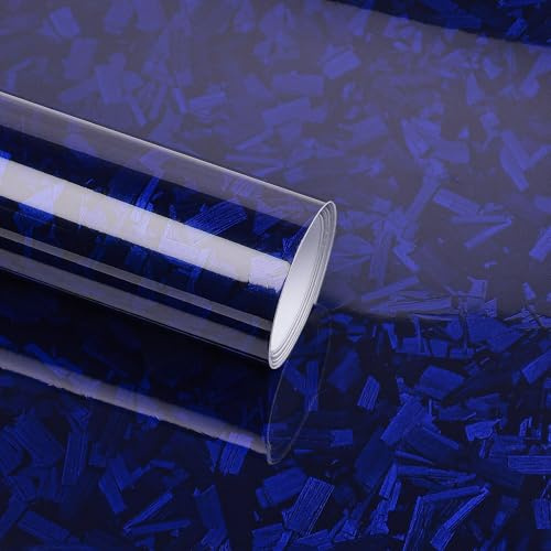 Forged Film de Carbone Brillant Autocollant pour Voiture, Moto, vélo, Bricolage intérieur et extérieur, 150 x 30 cm, Film de Protection de Voiture (Violet, 150 x 30 cm) (Bleu, 150X30CM)