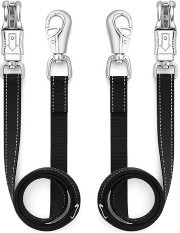 Kreuzbindungen für Pferde,strapazierfähige Nylon Gewebte Pferdegeschirre,Strick Pferd, FüHrstrick Pferd, Ausbinder Pferde, Geschirre mit Verstellbarer Schnalle, Kutschenzubehör, schwarz