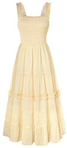 Scarlet Darkness Robe victorienne pour femme à bretelles spaghetti – Robe à fleurs – Taille smockée – Robe de corset, M