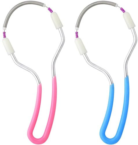 JYSNOW 2 Pièces Epilateur Visage Femme, Manuel Épilateur de Visage à Ressort, Portable Épilation Femme, pour Enlever Poils sur Front, Joues, Menton (Rose et Bleu)