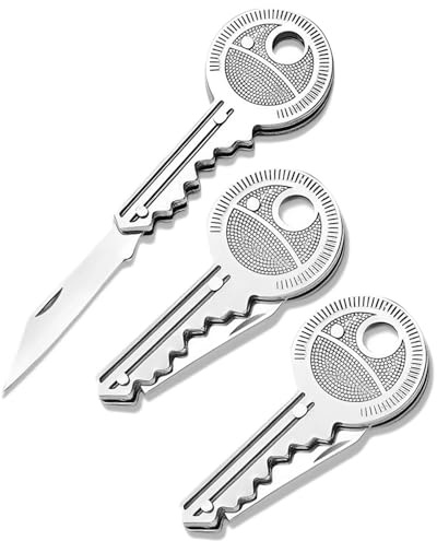 JEXOWIQ 3Pcs Navajas De Bolsillo Para Acampada Y Marcha,Mini Edc Navaja De Bolsillo, Pequeña Navaja Plegable De Titanio Con Orificio Para Llavero Incorporado Para Llevar Todos Los Días
