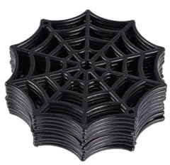 DOITOOL 50 Piezas Telarañas de Plástico Negro Resistentes y Reutilizables para Decoración de Halloween para Ideales para Fiestas de Halloween y Zombis