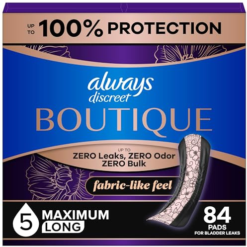 Always Discreet Boutique - Assorbenti per incontinenza, 84 punti, lunghezza lunga (3 confezioni da 28 – 84 pezzi totali)