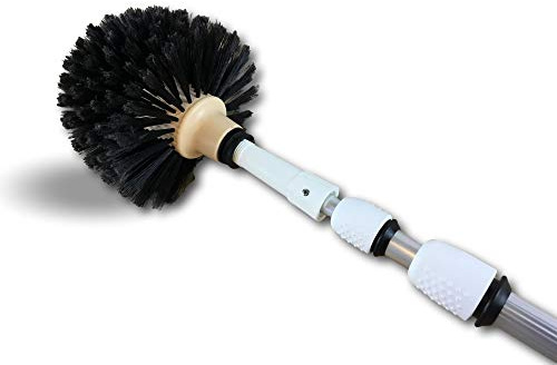 Tête de Loup Balai Brosse Boule, Manche télescopique Aluminium 3,80 m, Vinyl fleuré, Ø 180 mm, à Douille vissante, Version Pro, Toiles d'araignées Moutons plafonds Coins, Kibros 101648KIT