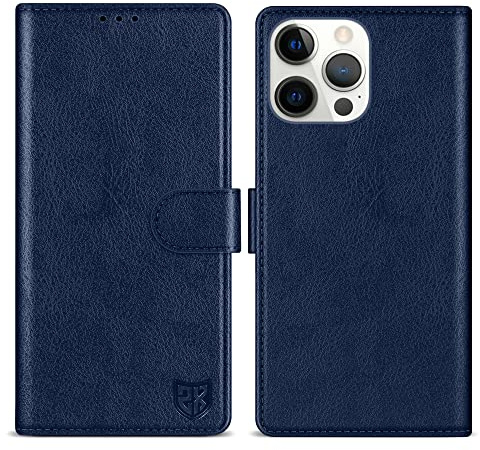 ZZXX for iPhone 15 Plus Wallet Case with [RFID Blocking] Card Slot Kickstand Magnetic Closure Leather Flip Fold Protective Phone Case for iPhone 15 Plus Case Wallet(Blue-6.7 inch)