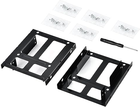 ELUTENG 2.5 to 3.5 Hard Drive Adapter, 2-Pack Double-Deck HDD SSD Mounting Bracket, Metal HDD SSD Holder with Mounting Screws, Internal Hard Drive Bay Mounting Bracket for PC