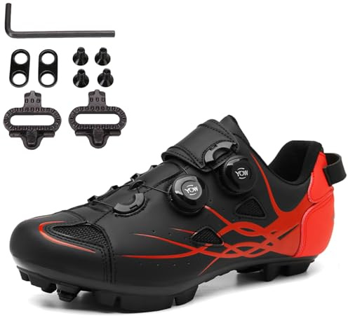 PENXZT Scarpe da Mountain Bike per Uomo Scarpe MTB Traspiranti e Confortevoli Compatibili con Tacchetti SPD a 2 bulloni Inclusi, Calzature da Ciclismo all'aperto,B,43 EU