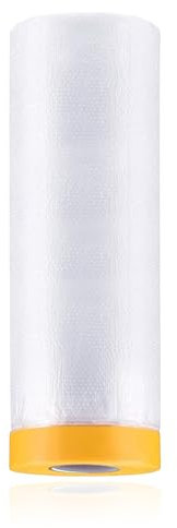 QHKLEW Abdeckfolie mit Klebeband, Abdeckfolie Klebeband mit Folie, Transparent Abdeckfolie mit Gewebeklebeband für Schutz von Möbeln und Boden, Selbstklebend Maler Klebeband, 2,4X15M