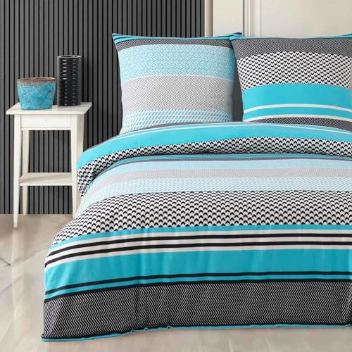 Buymax® Biber Bettwäsche 200x220 cm Flauschige Winterbettwäsche 3 Teilig 100% Baumwolle mit Reißverschluss Flanell Bettwäsche-Set mit Kissenbezüge 80x80cm