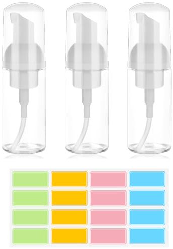 Bouteille Moussante, 3 Pièces 50ml Flacon Pompe Vide, Flacon Voyage Mousse, Flacon Pompe Vide Voyage, Distributeur Savon Mousse Flacon, pour Le shampooing Conditioner Lotion Articles de Toilette