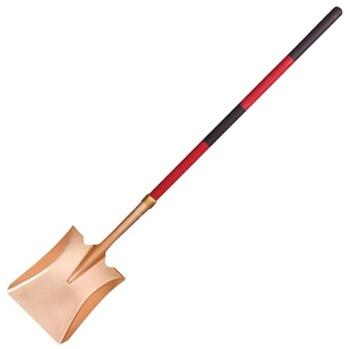 WEDO Pala cuadrada sin chispas con hoja recta, pala de transferencia de cuello largo doblado, pala de excavación de 1530 mm con mango de fibra de vidrio antideslizante, cobre berilio, no magnética,