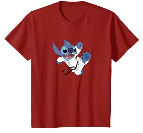 Disney Lilo & Stitch Karate Kick Black Belt Cute Logo T-Shirt