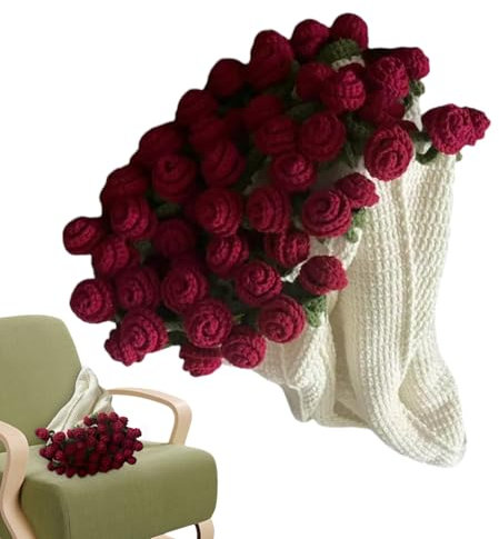 Kit De Matériau De Couverture De Bouquet De Crochet, Couverture Bouquet De Fleurs De Crochet À La Main Pour Les Débutants, Faites Votre Propre Tapis De En Tricot, Kit Créatif De Fabrication