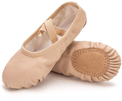 RoseVolta Ballet Shoes for Girls/Toddlers/Kids/Women, Leather Yoga Shoes/Ballet Slippers for Dancing Balletpink 13UK Child