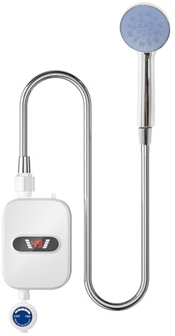 Weytoll Piccolo scaldabagno elettrico con display LCD della temperatura IPX4, riscaldamento rapido (spina UE)