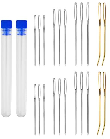 OAAO Set di Aghi in Lana da 12 Pezzi con Tubo di Stoccaggio, Strumenti per Maglieria Fai-da-Te, Design Ad Ago Curvo, Adatto per Punto Croce E Ricamo.