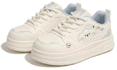 Women's Platform Sneakers Cute Puppy Graphic Preppy Walking Shoes Trendy Fashion Trainers Comfortable Low Top Creepers Stylish Casual Kicks (Blue,6)