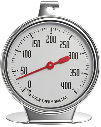 NYVOR Ugnstermometer för ugn, ugnstermometer i rostfritt stål med lättläst display, exakt temperaturkontroll vid bakning, mätområde 0 °C till 400 °C, baktermometer för bakning BBQ matlagning