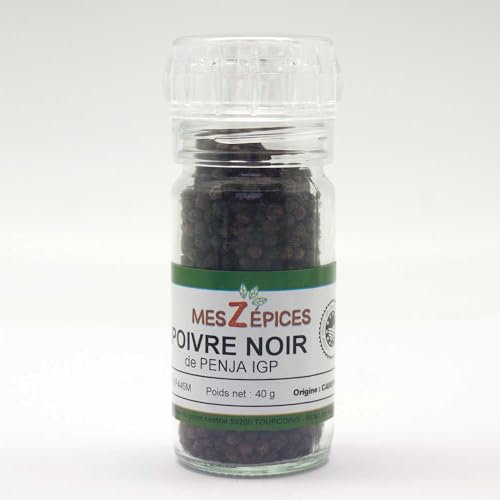 Aube-Gourmet Poivre noir du Penja moulin rechargeable 75ml de 45 grammes