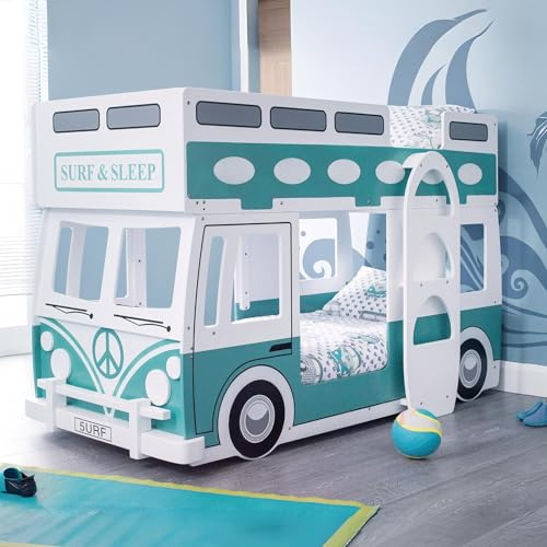 Julian Bowen Campervan Bunk Bed, White & Green, Single