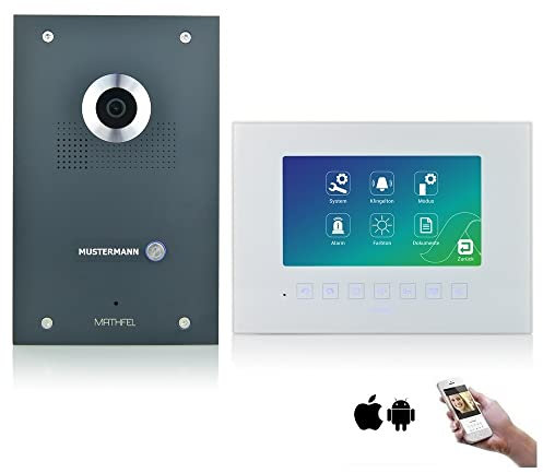 MATHFEL Video Türsprechanlage mit Fingerprint und 2x7'' Monitore - Türklingel mit Kamera, Gegensprechanlage mit Türöffner, WLAN Funktion - Full HD Auflösung
