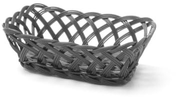 HENDI Cesto rettangolare di frutta, portafrutta da tavolo, fruttiere, cestello per il pane, cestino portapane, con lati intrecciati, 225x150x(H)65mm, nero, polipropilene