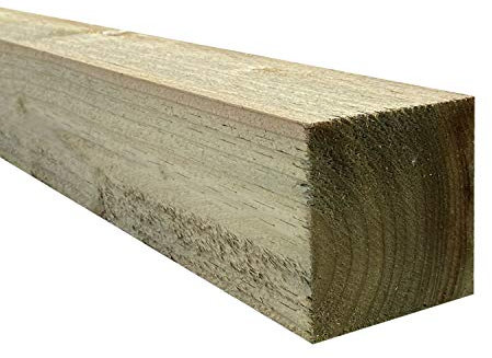 Suregreen Fence Post | 1.8m x 50mm x 50mm | Green Treated Square Timber Garden Stakes | Ideal for Garden Gate, Decking & Fencing, Fence Post Support, Edging & Landscaping (1 Pack)