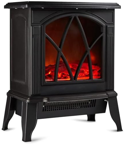 M.C.Haus Chimenea eléctrica Insertar calentador independiente montado en la pared Calentador de panel de metal Colorido control remoto de llama con cristal, 900 W/1800 W (127 cm, negro)