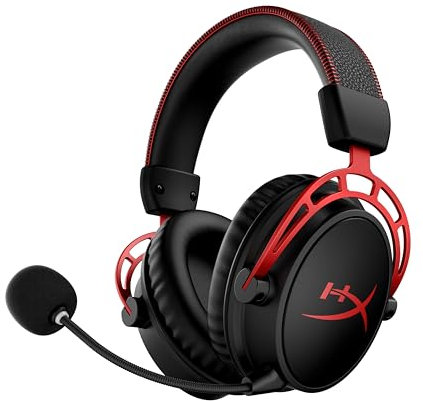 HyperX Cloud Alpha Wireless Gaming-Headset , 300h Akkulaufzeit, DTS Headphone mit 3D Audio, Dual Chamber Treiber, 2,4 GHz kabellos, Abnehmbares Mikrofon mit Geräuschunterdrückung, Schwarz-Rot