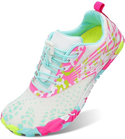 JIASUQI Women Men Water Shoes Quick Dry Barefoot Beach Sport Aqua Shoes for Swimming Surfing Hiking(Pink Fusion,UK 6.5)