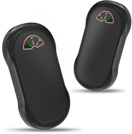 Handwärmer, wiederaufladbar, 2-in-1, magnetisch, USB-Handwärmer, 5000 mAh, 2 Packungen elektrischer Handwärmer, für Winter, Outdoor, Camping, Jagd, Männer, Frauen (schwarz)